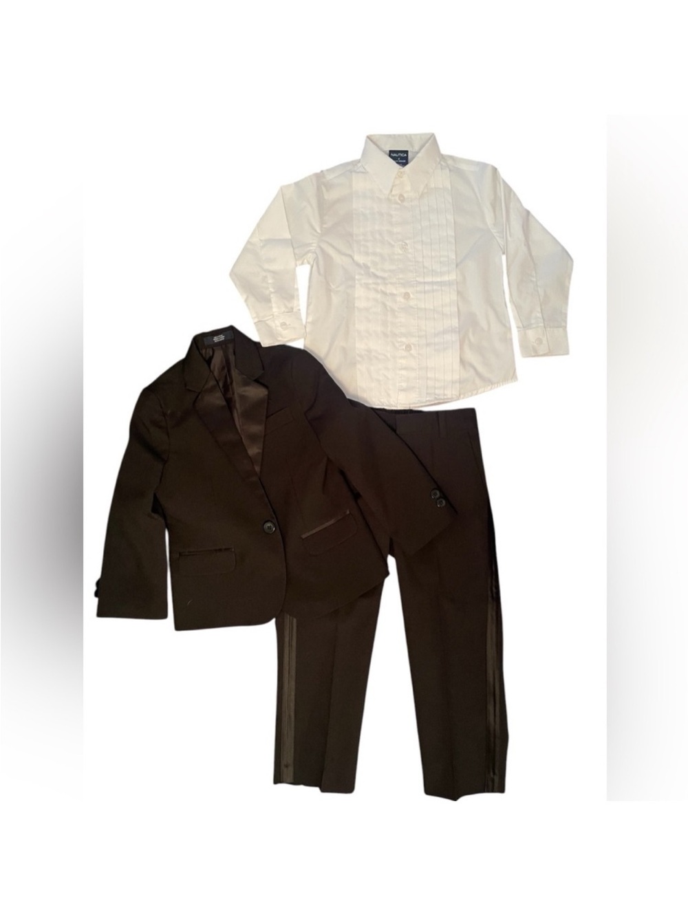 Nautica Boys Suit Tuxedo 4 Piece Formal Set Lined-Jacket Pleated
Shirt Size 4